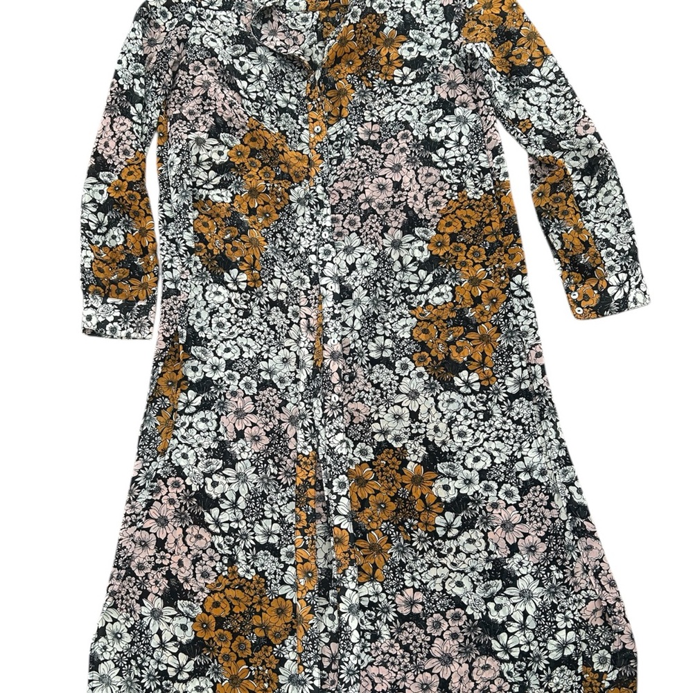 H&M Sheer Floral Button-Up full length cover/top